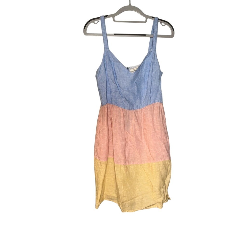 Cynthia Rowley 100% linen colorblock mini dress preppy